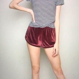 Brandy Melville burgundy velvet shorts